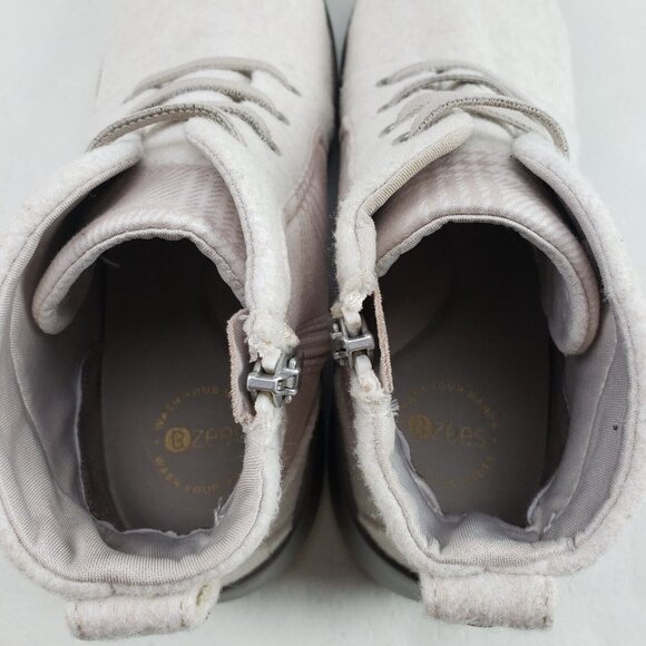 Bzees Kick Back Boots Taupe Plaid Womens 7 Side Zip Comfort Wedge Ankle Booties - Picture 9 of 11